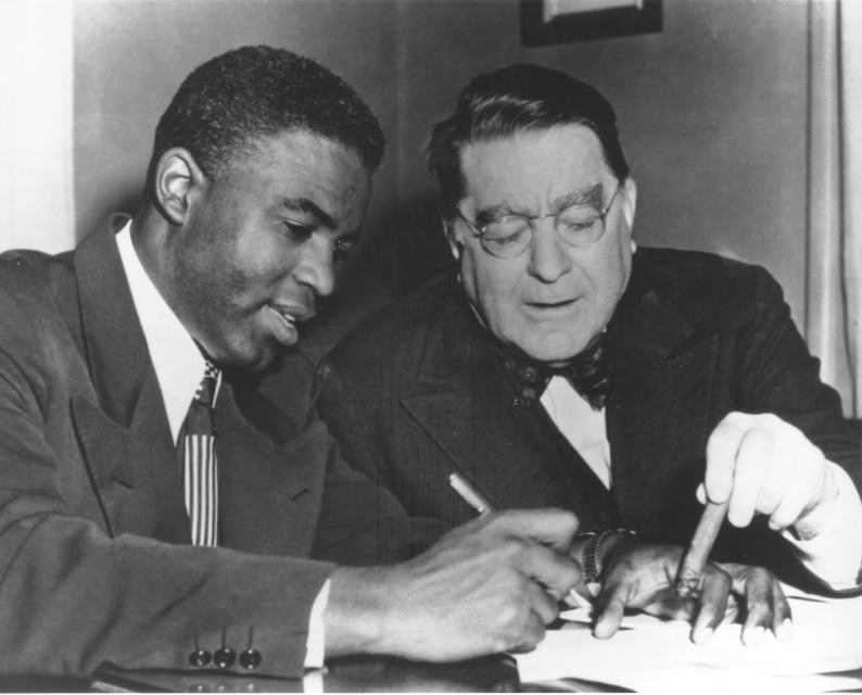 Jackie Robinson & Branch Rickey Signing Contract